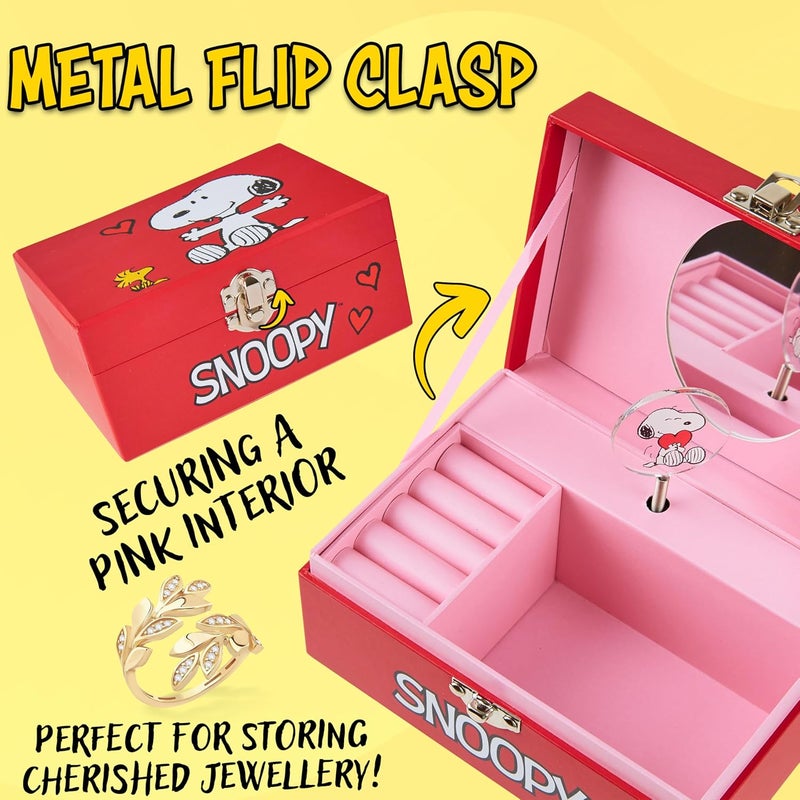 Peanuts Snoopy Musical Jewelry Box for Girls Teens Women with Compartments & Mirror, Keepsake Memory Box Bedroom Decor Cute Gifts - Image 5